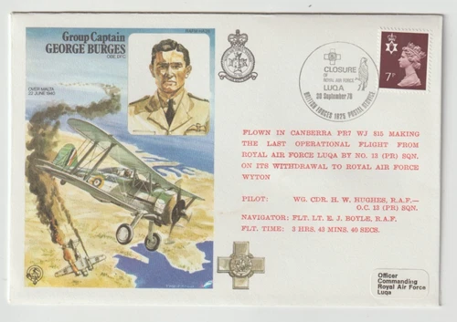 30/9/1978 UK GB Flown Cover - RAFM HA28 - Group Captain George Burges OBE, DFC