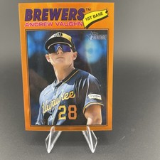 Topps 2026 Heritage Andrew Vaughn Chrome Orange Refractor Brewers #309 /25