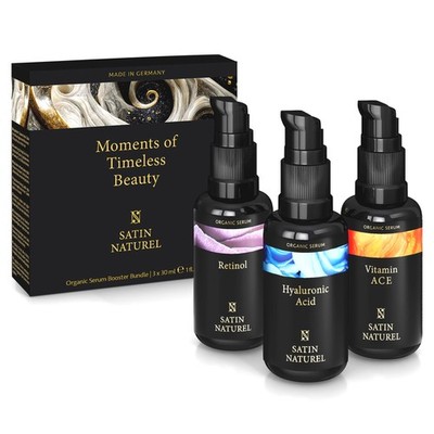 Satin Naturel Premium Geschenke für 30 ml (3er Pack), Geschenkset mit 3 Seren 