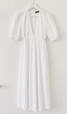 Calliope Kleid Weiß Größe S Sommerkleid Lang V Ausschnitt Cut Out