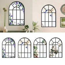 Black Frame Window Pane Wall Decor Modern Arch Window Mirror Windowpane Arch