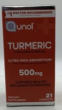 Qunol Turmeric Curcumin Complex 500 Mg 21 Caps High Absorption 08/26 New Sealed