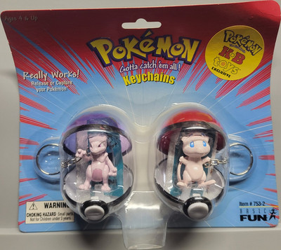  Exclusive Clip-On Pokémon Mewtwo & Mew Keychains KB Toys 1998