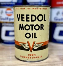 Vintage Veedol Motor Oil Can Quart Empty