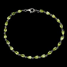 925 Sterling Silver Bracelet Pear Peridot 5x3mm Natural Gemstone Jewelry 7.5in