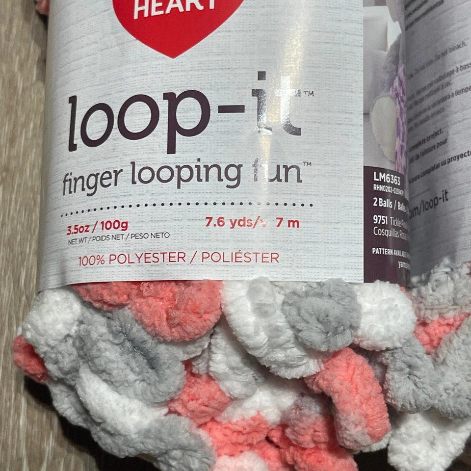Hilo Red Heart Loop-It Peachy Keen Finger Looping Divertido 2 madejas Nuevo en paquete Foto 2 de 4