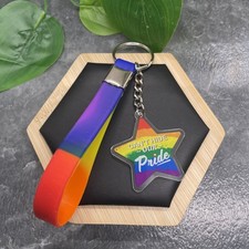 4.5  Silicone Rainbow Pride Wristlet Keychain Purse Backpack New Free Ship B769