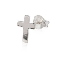 Einzelohrstecker Kreuz 925 Silber Antik Oxidiert Ohrschmuck 9X6Mm Klein Ohrring