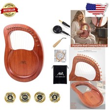 Professional Mahogany Lyre Harp, 16 Metal Strings, Balanced Sound