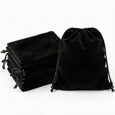 Black Velvet Drawstring Jewelry Bags, 3X4 Inch Small Storage Pouches