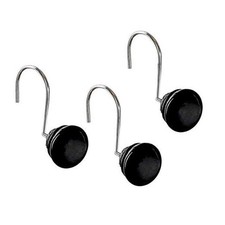 Shower Curtain Hooks - Set of 12 Shower Hooks for Shower Curtain - Black