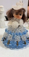 Vintage Handmade Crystal Beaded Safety Pin Doll Figurine