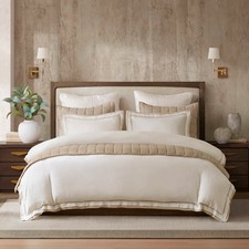 3 Pieces Full/Queen Duvet Cover Set,White Beige