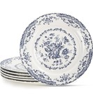 Set of 6 HomeElves Ceramic 8.5 inch Dessert/Salad Plates Blue Floral New — photo 2