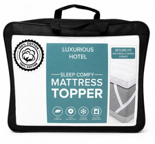 Image of SUPERKING Mattress Topper 100% COTTON Hollowfibre Filled Elasticated Fit