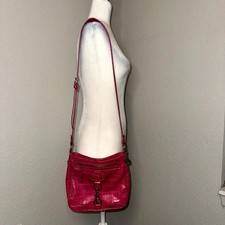 Nine West Crossbody Bag Women's Pink Faux Leather Croc Embossed Shoulder Strap