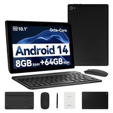 Tablet 10 Inch Android 14 8GB RAM 64GB ROM TF 1TB with Octa-Core 5000mAh Black
