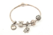 Pandora Sterling Silver Charm Bracelet w/ Charms Cow Angel Aunt Heart (30g)