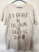 Rare &lsquo;I&rsquo;d Rather Be Following THE GRATEFUL DEAD&rsquo; L Beige Shirt Steal Your Face
