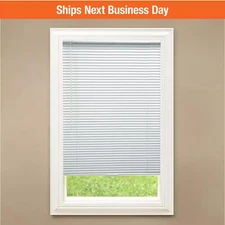 White Cordless Room Darkening Vinyl Mini Blinds with 1 In. Slats-60 In. W X 72 I