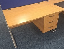 Limed Oak 1200mm by 800mm stright desks with fixed pedestals