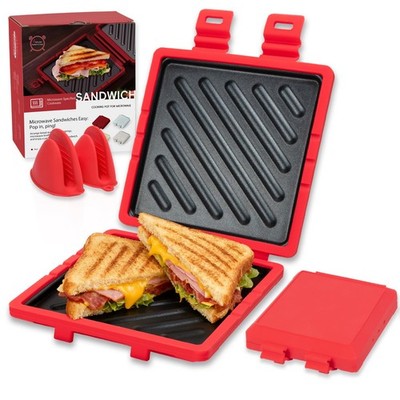 Microwave Sandwich Maker, Microwave Toaster with Adjustable Silicone Strap, R...