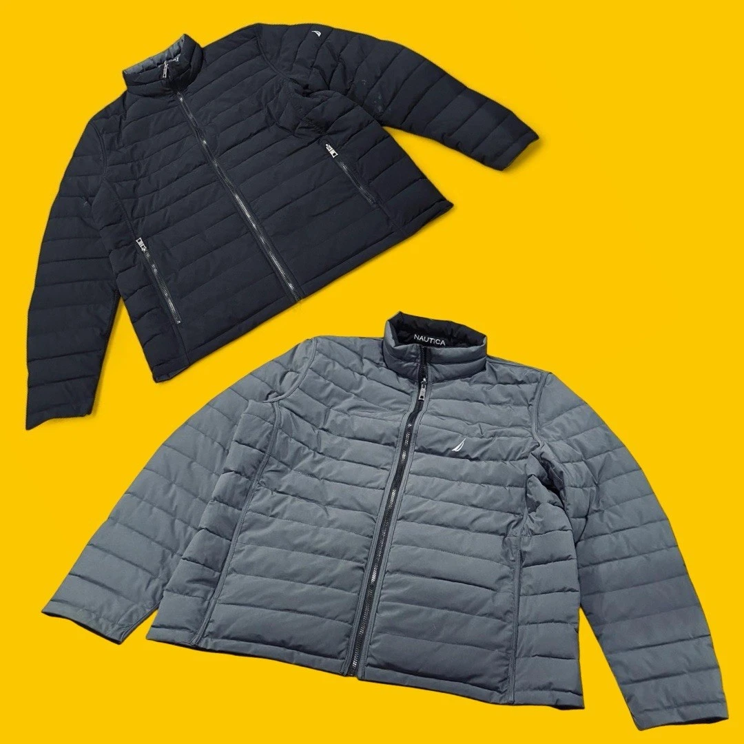 Snow Outdoor Ski Preppy Nautica Reversible Black Gray Puffer Jacket Men’s XXL