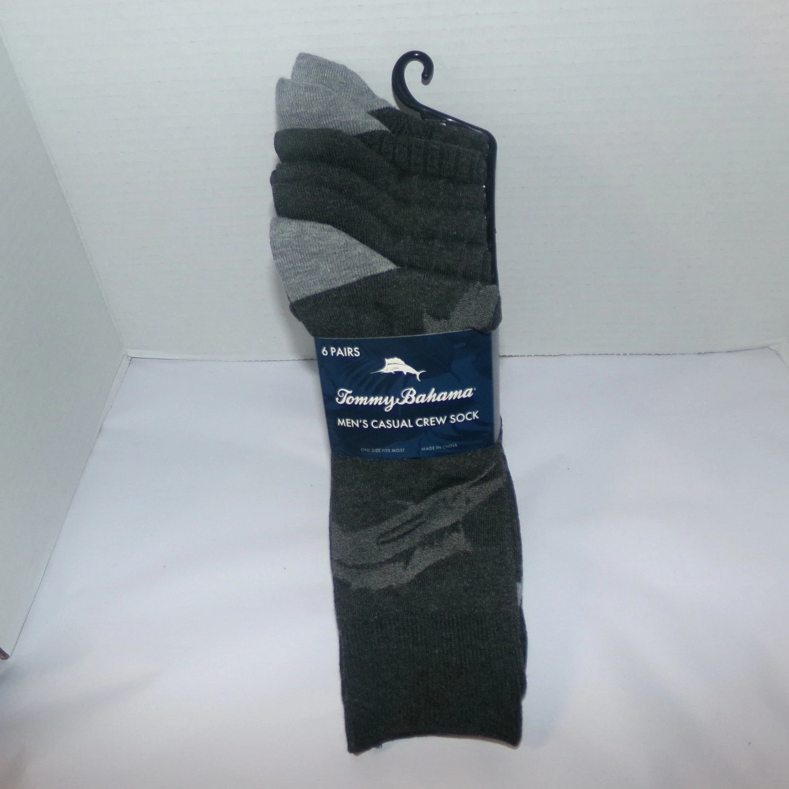 Tommy Bahama Mens Casual Crew Socks 6 Pair Pack Dark Gray Heather O/S