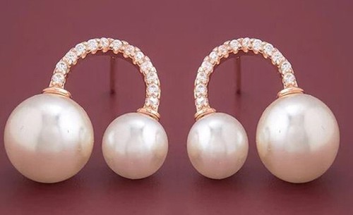 Boucles D'oreilles Jhumki En Or 14K Avec Diamants Naturels Et Perle - 39,40 Carats, Pour Occasion Spéciale