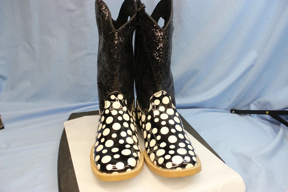 Bota Blazin Roxx JUVENTUD Talla 5 NUEVA CON ETIQUETAS Vaquero OCCIDENTAL punto poka NEGRO/BLANCO Foto 3 de 4