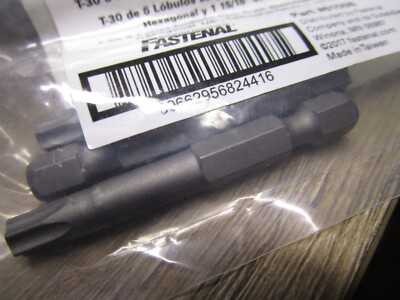 (3) T-30 6-Lobe x 1-15/16''OAL 1/4'' Hex Rock River  Standard Power Bit