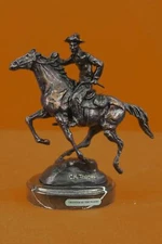 Rush Thomas Cowboy On Horse 100% Bronze Sculpture Art Deco Statue Figurine Deal