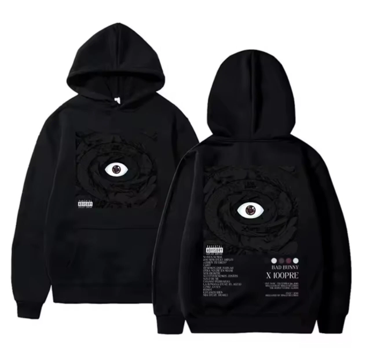 BAD BUNNY X 100PRE HOODIE DOUBLE SIDED ALBUM PRINT PULLOVER