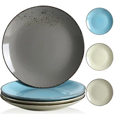 8-Pcs Ceramic Stoneware 10.75" Dinner Plate Set Vintage Look Salad/Fruit/Snack