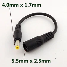 CCTV DC Power Converter Cable 5.5x 2.5mm Female Socket To 4.0mmx 1.7mm Male Plug