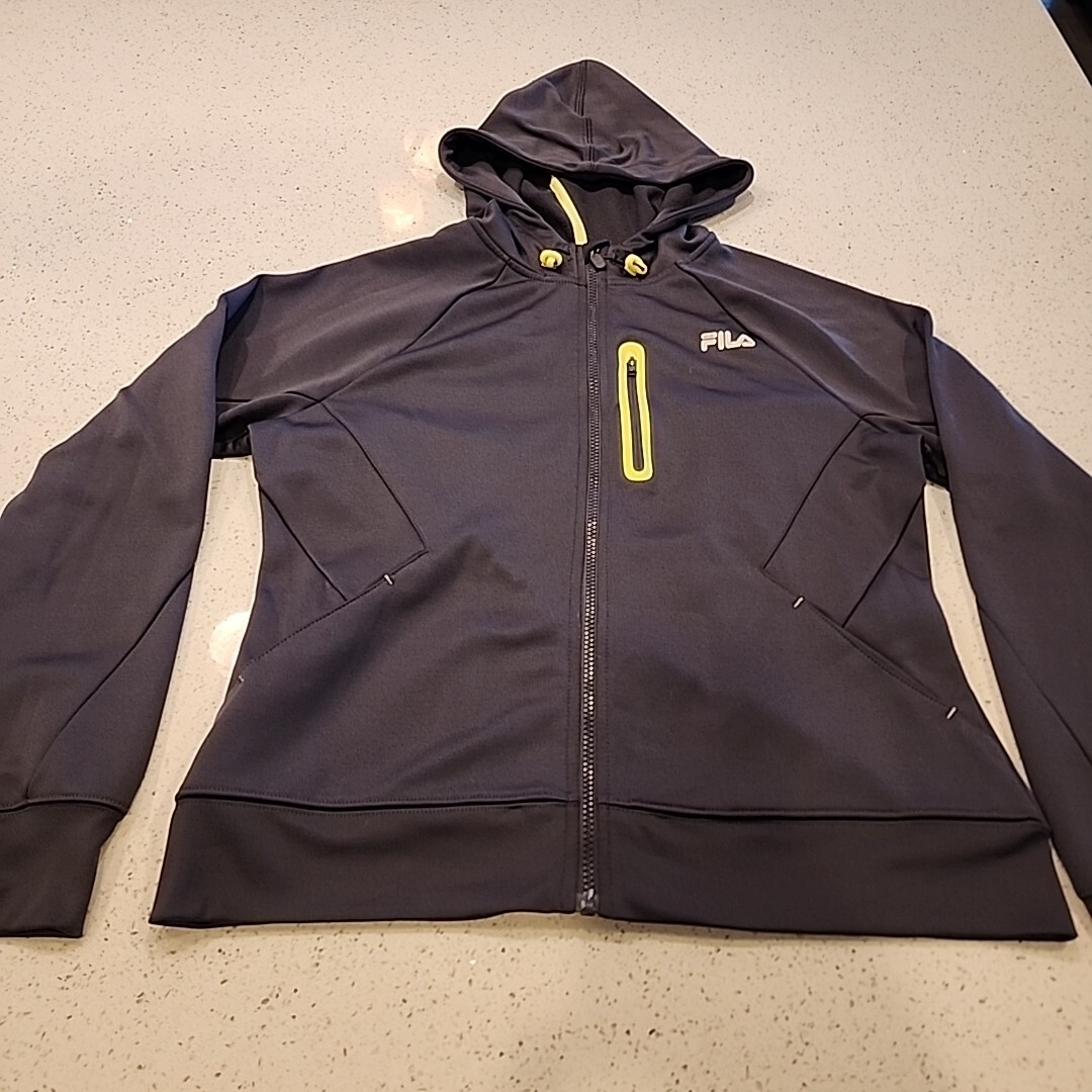 Giacca donna Fila Sport grigia con cappuccio e zip atletica attiva taglia L tasche