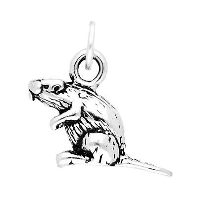 Beaver Rodent 3D 925 Solid Sterling Silver Charm Pendant MADE IN USA