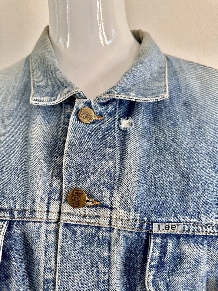 CHAQUETA VAQUERA BORDADA LEE vintage años 90 algodón unisex lentejuelas talla L - Imagen 4 de 4