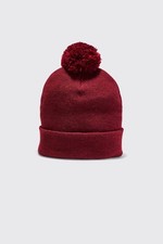 FLAT KNIT BOBBLE BEANIE
