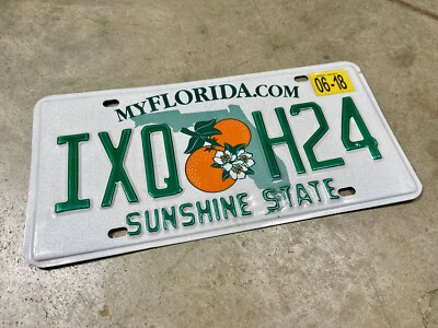 Florida License Plate June 2018 sticker sunshine state tag IXQ H24