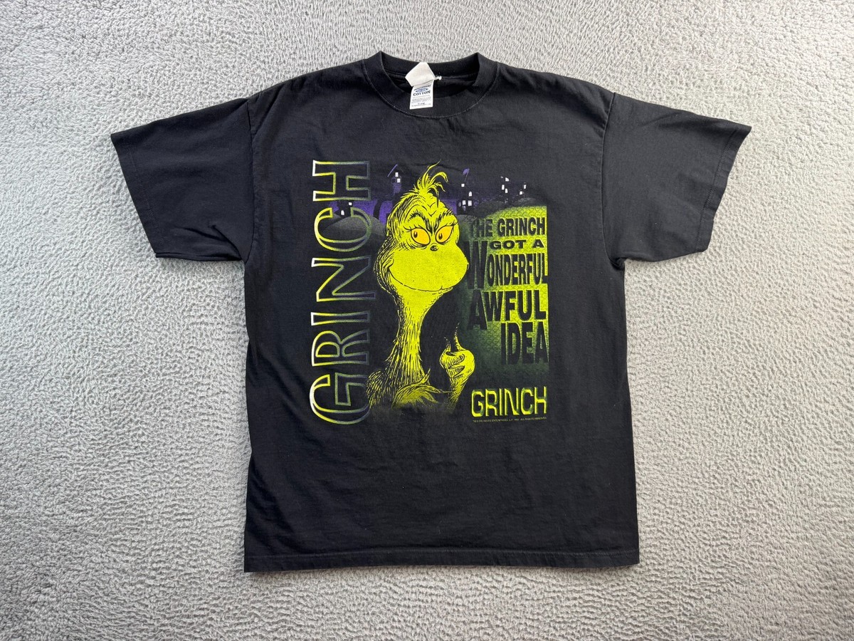 Vintage The Grinch Shirt Mens XL Black 90s 1999 Short Sleeve