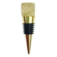 Citrine stone wine topper yellow gold bottle stopper rock square cut crystal mom