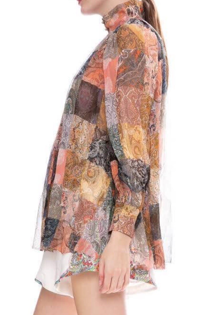 💗 Zimmermann Ninety Six Patchwork Smock Blouse S… - image 4