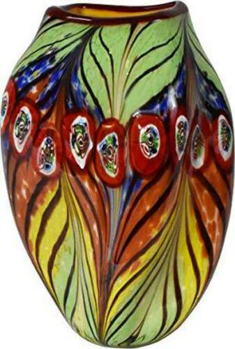 Bunte Pfauenfeder Vase, strukturiertes Tiffany Favorile Kunst Glas, handgeblasen - Bild 2 von 3