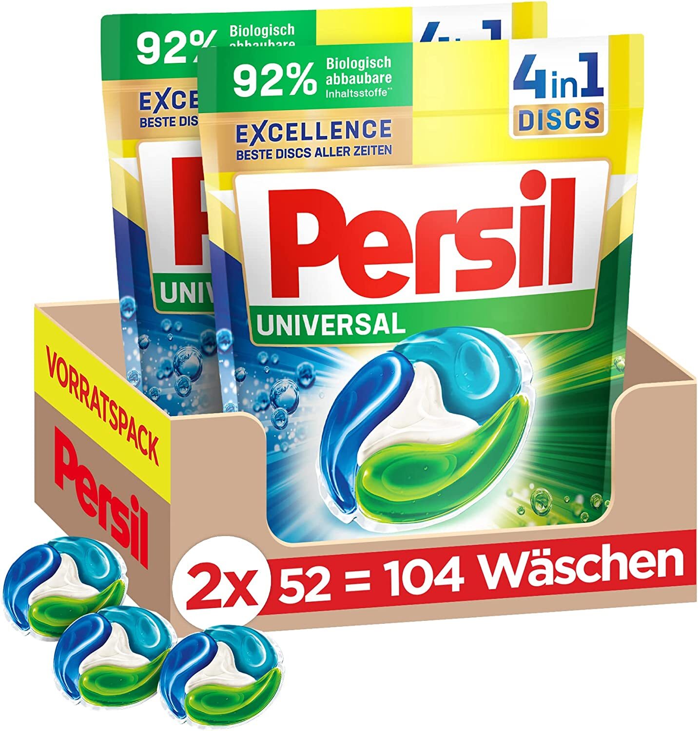 Persil Universal 4In1 Discs Pods Vollwaschmittel Tiefenrein 104 Waschladungen