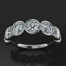 Bezel Set Anniversary Wedding Band 4.5ct Simulated Diamond 14k White Gold Plated
