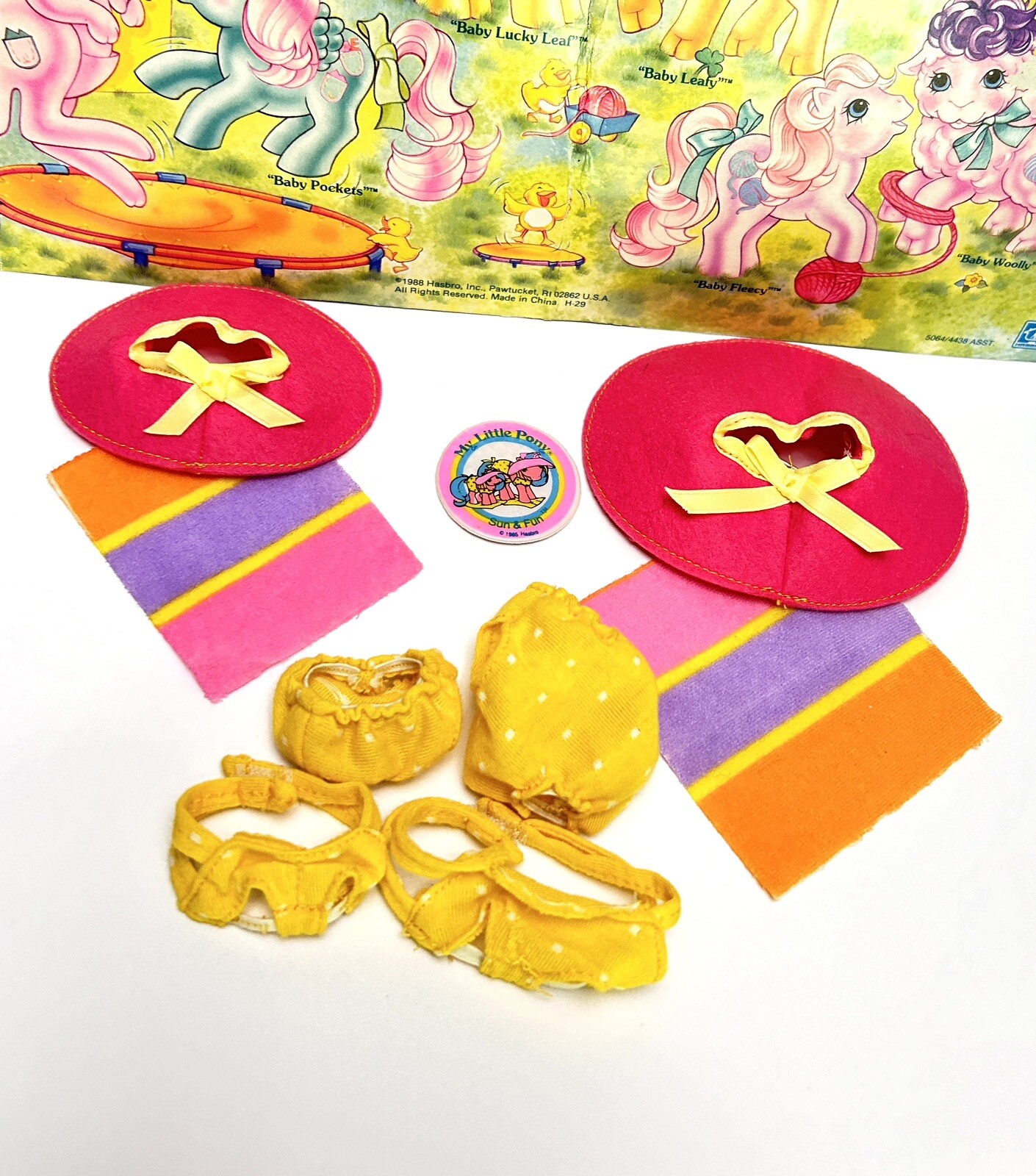 My Little Pony G1 Pony Wear Bikini Spiaggia Cappello Sole Set Asciugamani Adesivo Puffy Hasbro
