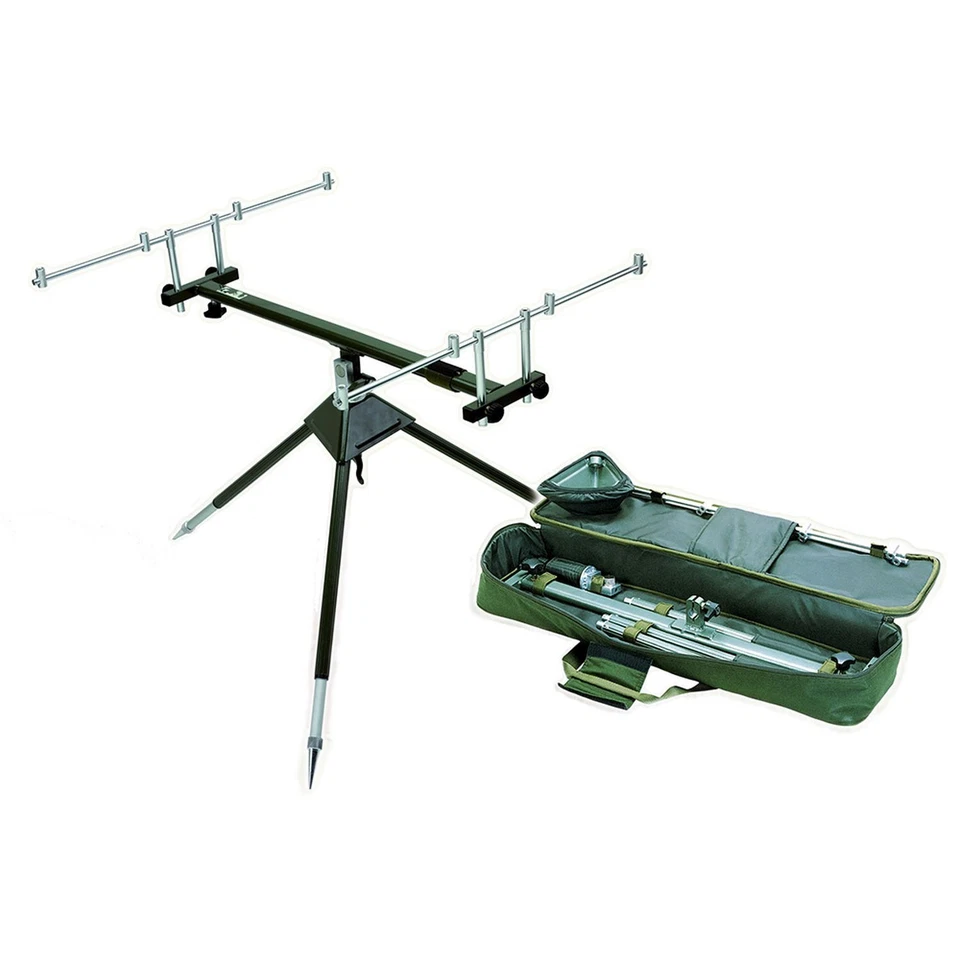 Behr Alu Rod Pod mit Rutenablage für vier Angelruten 4-Bein Rutenständer drehbar - Bild 1 von 1