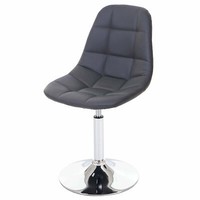 Stuhl HWC-A60, Esszimmerstuhl Drehstuhl, Retro, Kunstleder Grau, Chromfuß