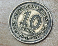 1948 Malaya 10 Cents